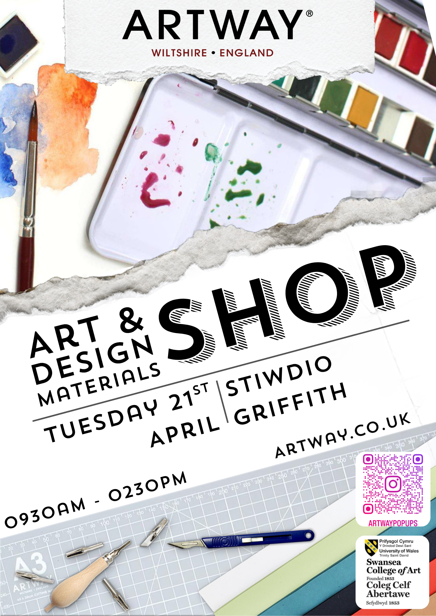 ARTWAYS POSTER TO ADVERTISE THEY WILL BE IN DYNEVOR ON 21ST APRIL